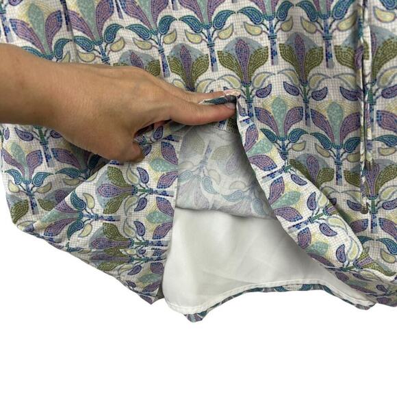 Etcetera Floral Mosaic Print Halter Self Tie Mini Dress Keyhole Size 00 - Picture 9 of 16